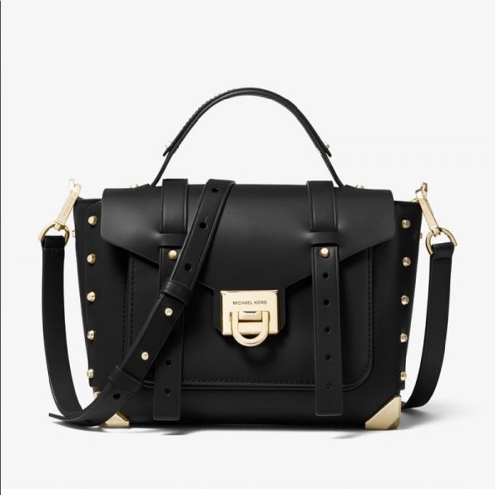 MICHAEL Michael Kors Manhattan Medium Leather Satchel Black - Picture 4 of 12